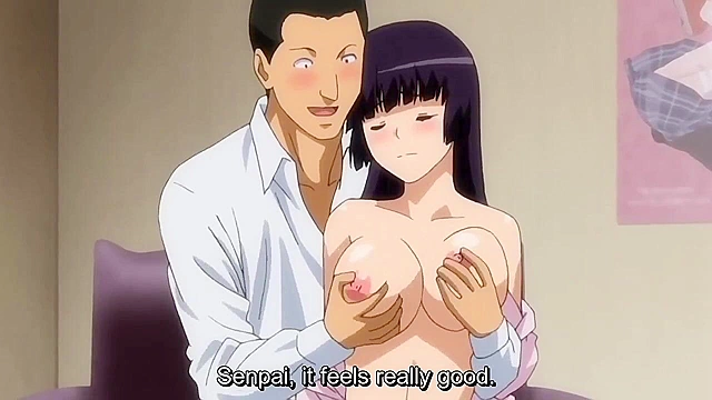 Sporty teen anime girls have an orgy with multiple facials in the school library