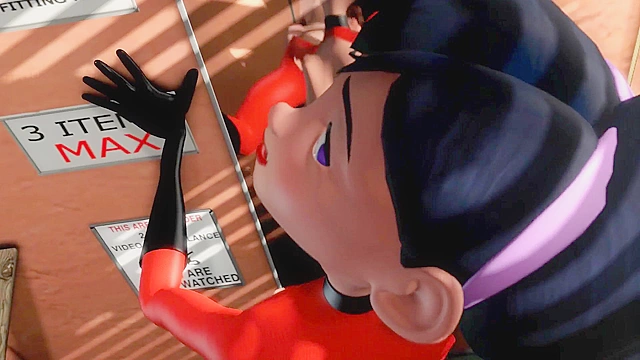 Incredibles Elastigirl Fucks Violet In The Dressing Room with futa cock