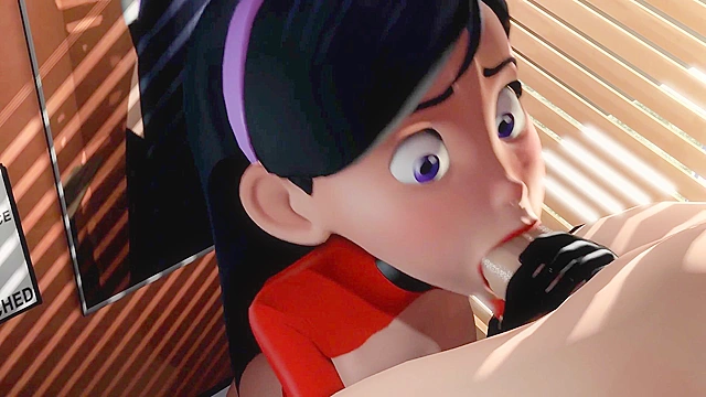 Incredibles Elastigirl Fucks Violet In The Dressing Room with futa cock