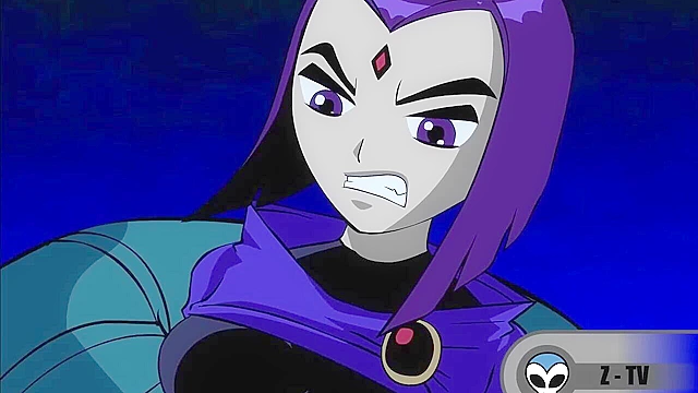 Tentacle monster double penetrates Raven and Starfire