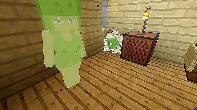 Minecraft slime girl giving a blowjob and getting fucked doggy style