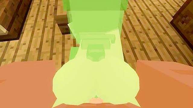 Minecraft slime girl giving a blowjob and getting fucked doggy style