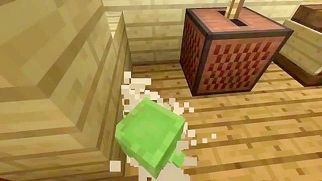 Minecraft slime girl giving a blowjob and getting fucked doggy style