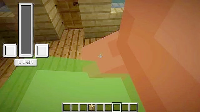 Minecraft slime girl giving a blowjob and getting fucked doggy style