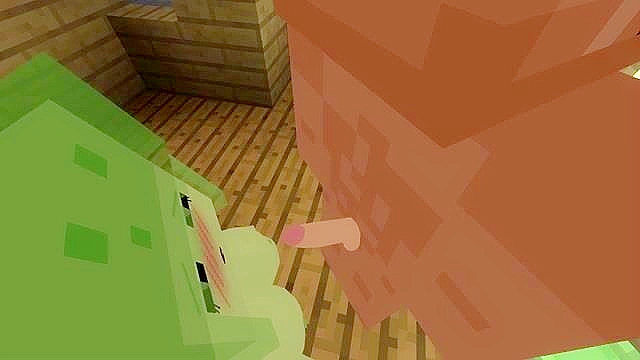 Minecraft slime girl giving a blowjob and getting fucked doggy style