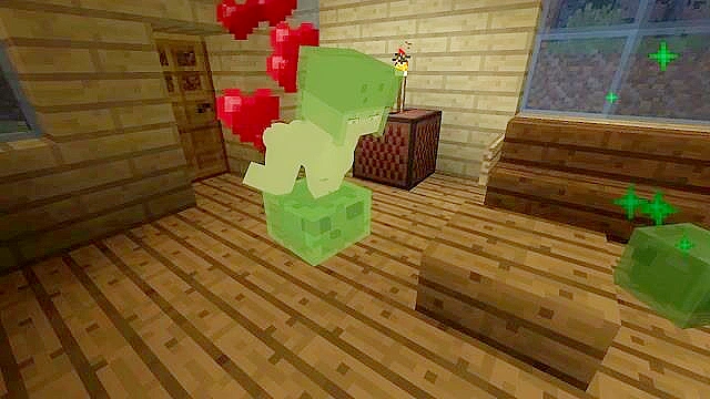 Minecraft slime girl giving a blowjob and getting fucked doggy style