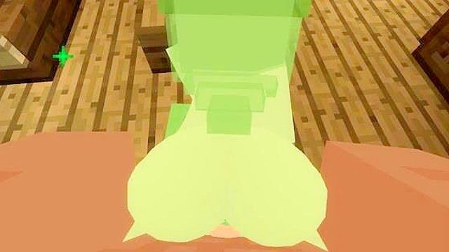 Minecraft slime girl giving a blowjob and getting fucked doggy style