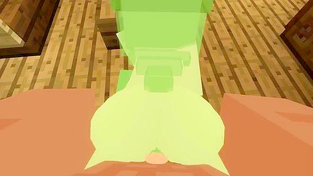 Minecraft slime girl giving a blowjob and getting fucked doggy style