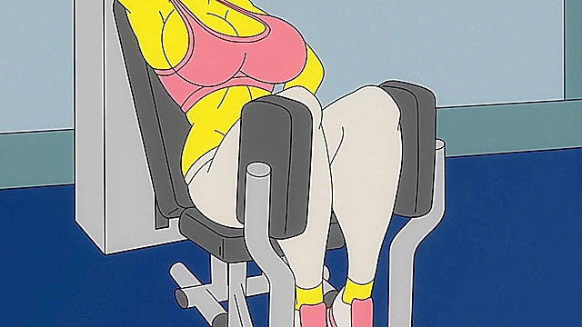 Bart gives Marge Simpson a rough anal fuck in the locker room