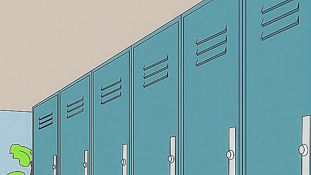 Bart gives Marge Simpson a rough anal fuck in the locker room