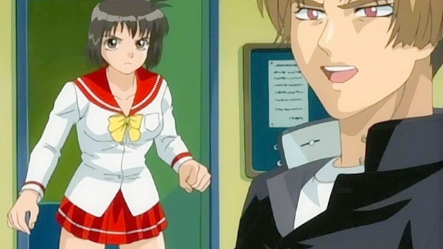 Bondage School 1 - Anime teacher gets bent over the desk and fucked by school boy
