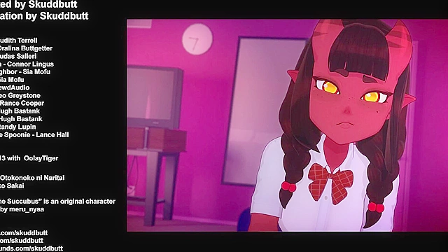 Meru the Succubus 1 - Cartoon teen devil sucks cock for semen to replenish energy