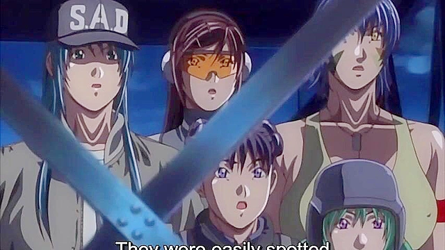 Redheads in latex get down on their knees and suck an anime futa cock