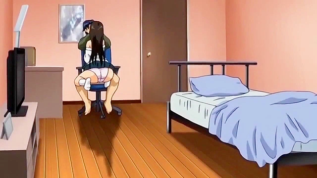 Older sister gives her brother a hentai deepthroat blowjob while parents away