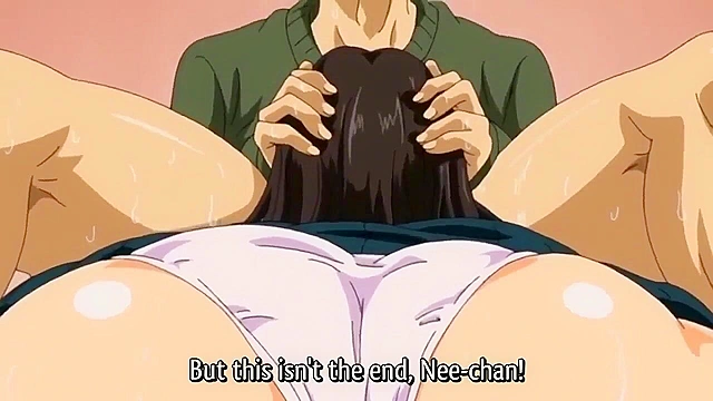 Older sister gives her brother a hentai deepthroat blowjob while parents away