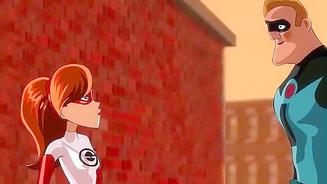 Mr. Incredible face fucks Elastigirls very forgiving mouth