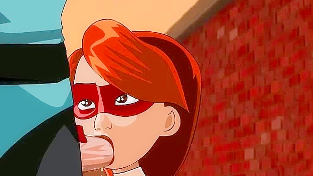 Mr. Incredible face fucks Elastigirls very forgiving mouth