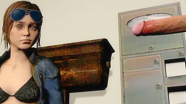 Ellie at the Gloryhole sucking a dick and getting a creampie