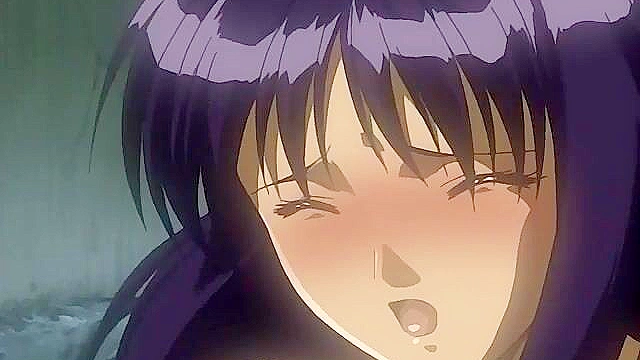 Tied up anime sex slave gets her mouth fucked and throat used