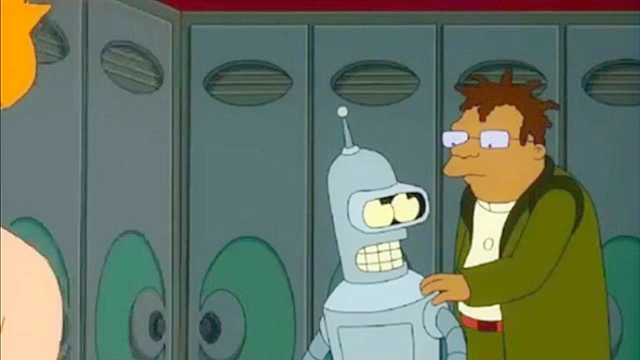 Lila and Amy Wong are sucking Fry's big dick in the shower