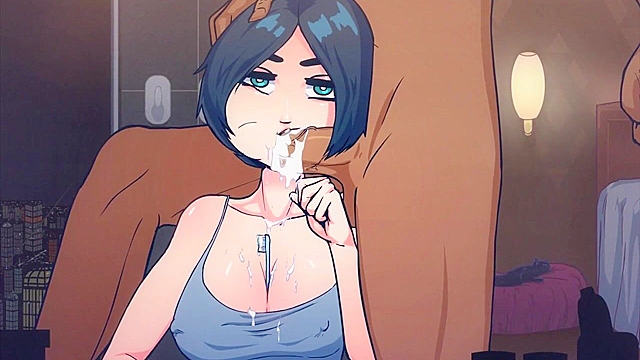 Time Stopped Brush - Short haired girl gets face fucked when time is stopped