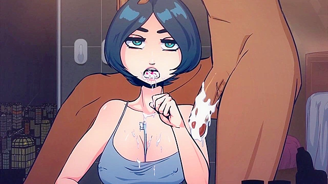 Time Stopped Brush - Short haired girl gets face fucked when time is stopped