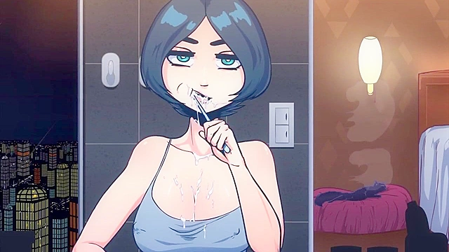 Time Stopped Brush - Short haired girl gets face fucked when time is stopped