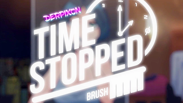 Time Stopped Brush - Short haired girl gets face fucked when time is stopped