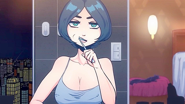 Time Stopped Brush - Short haired girl gets face fucked when time is stopped