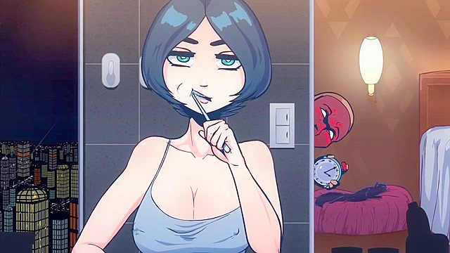 Time Stopped Brush - Short haired girl gets face fucked when time is stopped