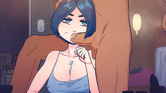 Time Stopped Brush - Short haired girl gets face fucked when time is stopped