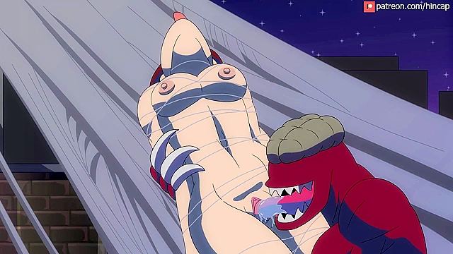 The Ultimate Licker - Pussy licking monster tongue fucks Resident Evil girls