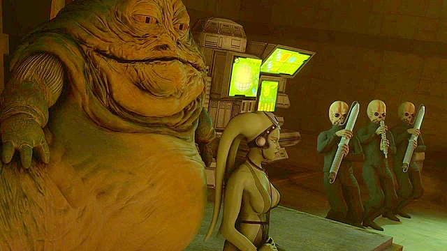 Rey and Queen Amidala fucks in Jabba's residence