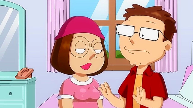 Meg and Lois Griffin take turns riding Steve's cartoon cock