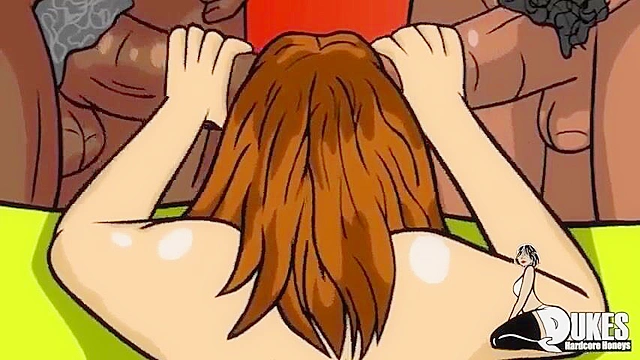 Redheaded cartoon milf gets gangbanged by giant BBCs