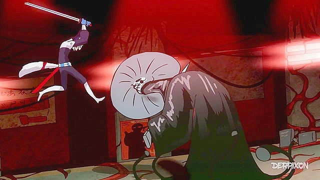 Persona 5 HeartSwitch - Nerdy gamer girl banged hard while playing VR game - cartoon porn