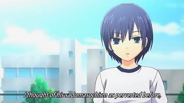 Cute hentai teen is gagged, dildoed and fucked while friend is watching