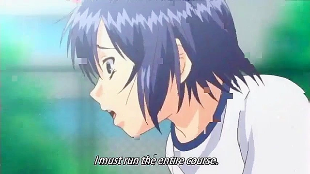 Cute hentai teen is gagged, dildoed and fucked while friend is watching