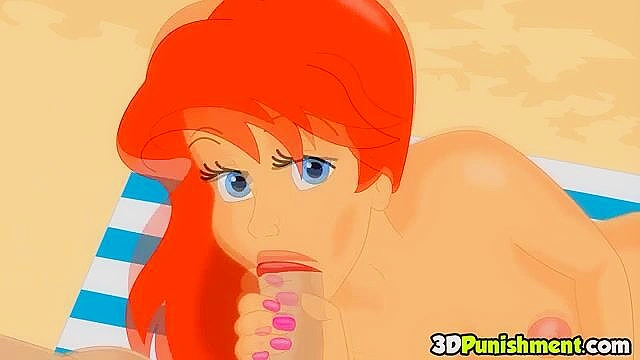 Ariel the Little Mermaid gets fucked in her asshole with facial at beach