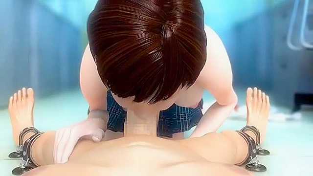 Dirty hentai schoolgirl ties up her senpai and femdom fucks him