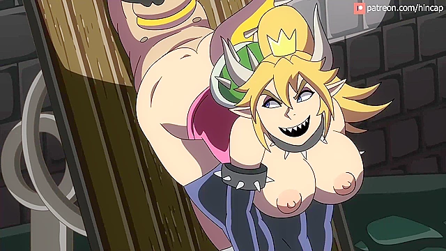 Bowsette ties up Mario and fucks his big cartoon dick