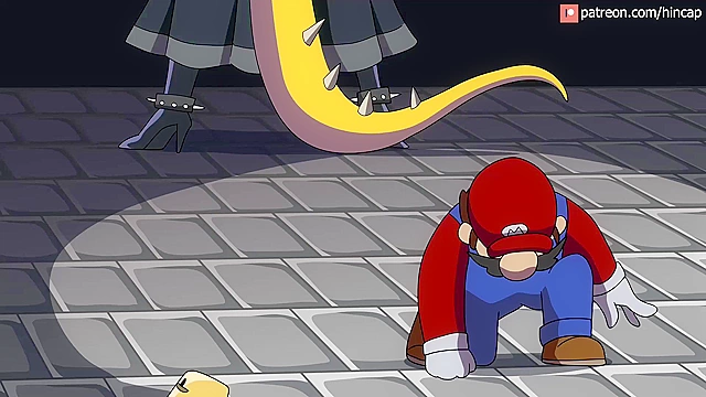Bowsette ties up Mario and fucks his big cartoon dick
