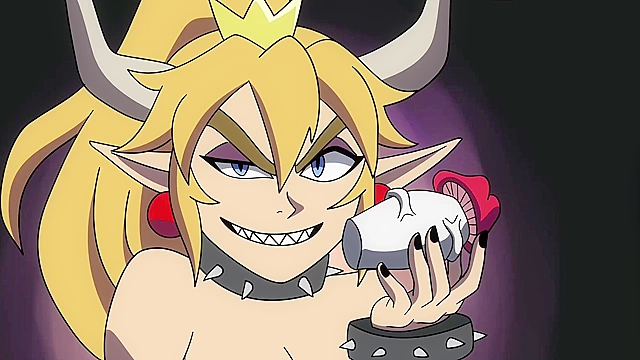 Bowsette ties up Mario and fucks his big cartoon dick