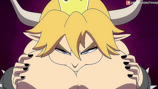 Bowsette ties up Mario and fucks his big cartoon dick