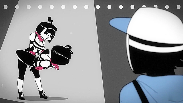 Mime and Dash fuck in black and white cartoon threesome for money