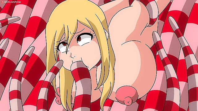 Lucy Heartfilia from Fairy Tail is tentacle banged by xmas present