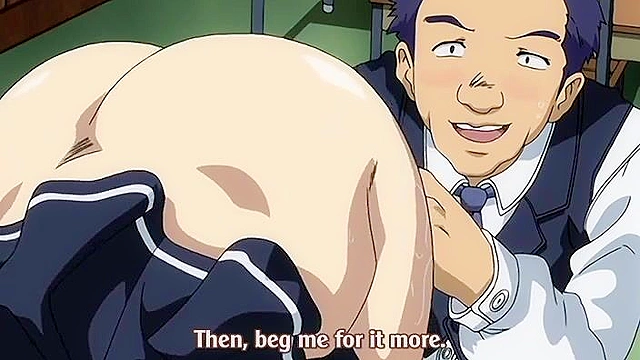 Horny hentai schoolgirl ties up dude, pisses on him, then rides his cock