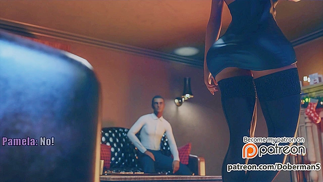 Hot 3d sex wife has a threesome with two big black cocks on new years