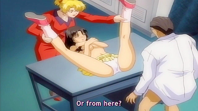 Immoral Sisters 2 - Busty anime housewife gets horny fucking while talking to husband on phone