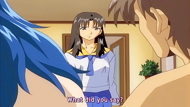 Immoral Sisters 2 - Busty anime housewife gets horny fucking while talking to husband on phone